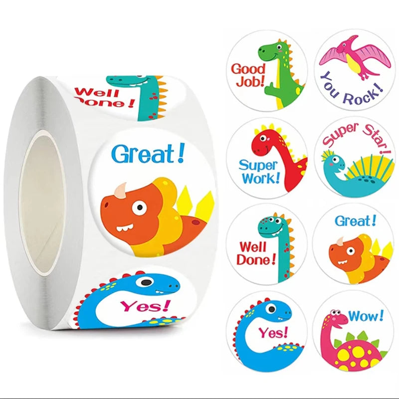 100-500pcs Cute Reward Stickers Roll with Word Motivational Stickers for School Teacher Kids Student Stationery Stickers Kids - petguardiansupplies