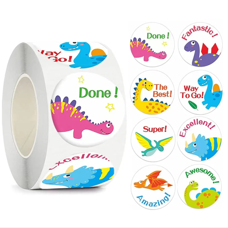 100-500pcs Cute Reward Stickers Roll with Word Motivational Stickers for School Teacher Kids Student Stationery Stickers Kids - petguardiansupplies