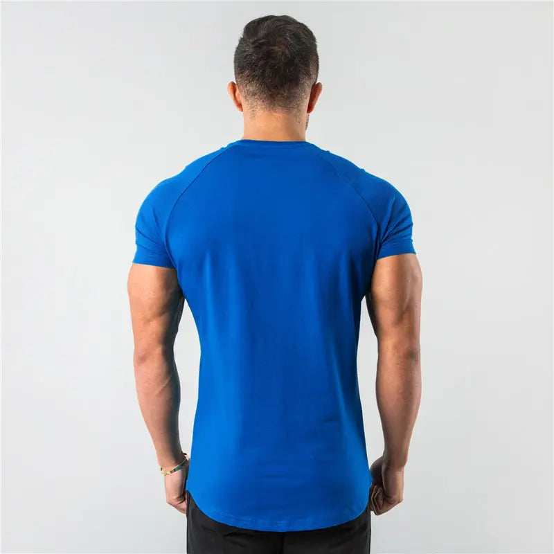 New Fashion Plain Tops Tees Fitness Mens T Shirt Short Sleeve Muscle Joggers Bodybuilding Tshirt Male Gym Clothes Slim Fit Shirt - petguardiansupplies