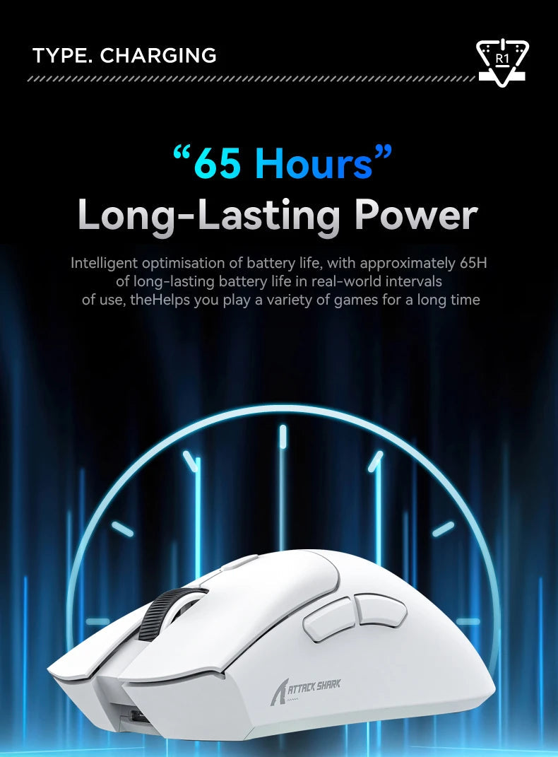 R1 Superlight Mouse Bluetooth 2.4G Wireless Gaming Mouse PixArt PAW3311 Gaming Sensor 6 Adjustable DPI for Office Game - petguardiansupplies