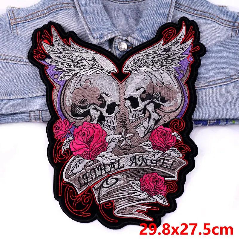 LAND FREE BRAVE Patch Large Back Embroidered Patches Motorcycle Biker Sewing Patch Iron On Patches For Clothing Jacket Jeans DIY - petguardiansupplies