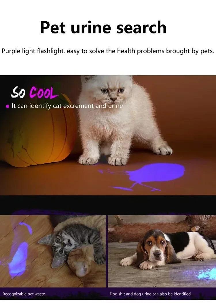 UV Flashlight 51LED UV Light 395nm UV Flashlights Ultraviolet Torch Black Light Safety Detector for Dry Pets Urine Stains Bug - petguardiansupplies