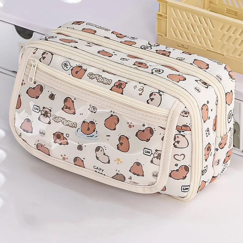 Cute Capybara Pencil Bag for Girl School Stationery Study Supplies - petguardiansupplies