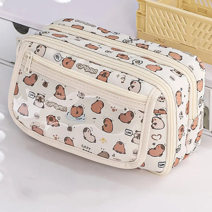 Cute Capybara Pencil Bag for Girl School Stationery Study Supplies - petguardiansupplies