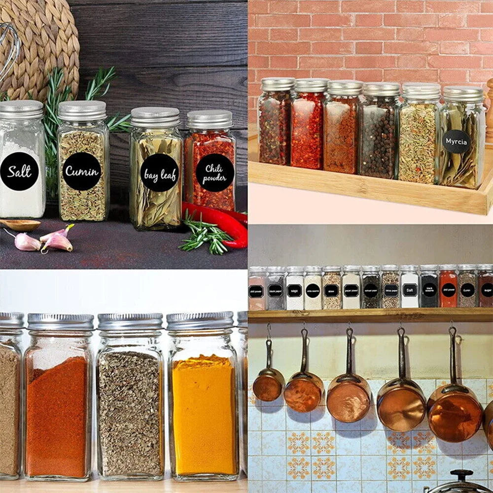 12pc 120ML bottle Glass Spice Bottle Jars Spice Jar Set Transparent Seasoning Storage Bottles Kitchen Salt Bottle - petguardiansupplies