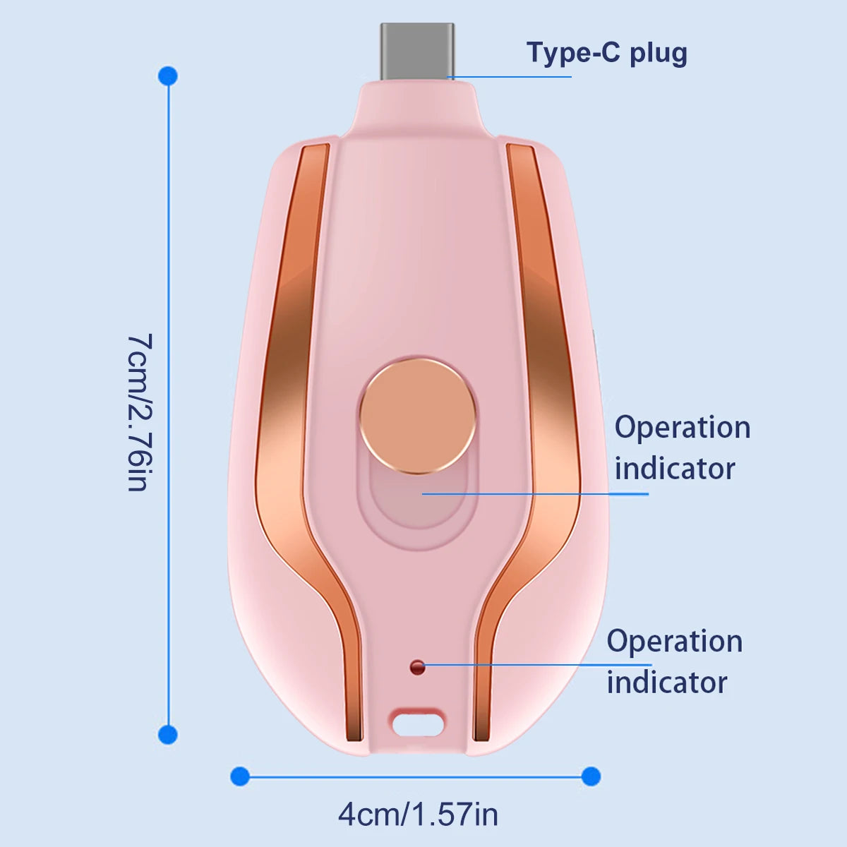 Keychain Portable Charger Compatible with Android 1500mAh Power Bank Key Chain Phone Charger Type-C Mini Power Emergency Charger - petguardiansupplies