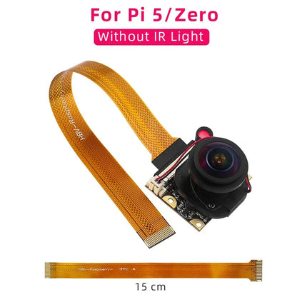 Raspberry Pi 175° IR-CUT Camera Night Vision Focal Adjustable 5MP Fish Eye Auto Switch Day Night for Raspberry Pi 5 4B 3B+ Zero - petguardiansupplies