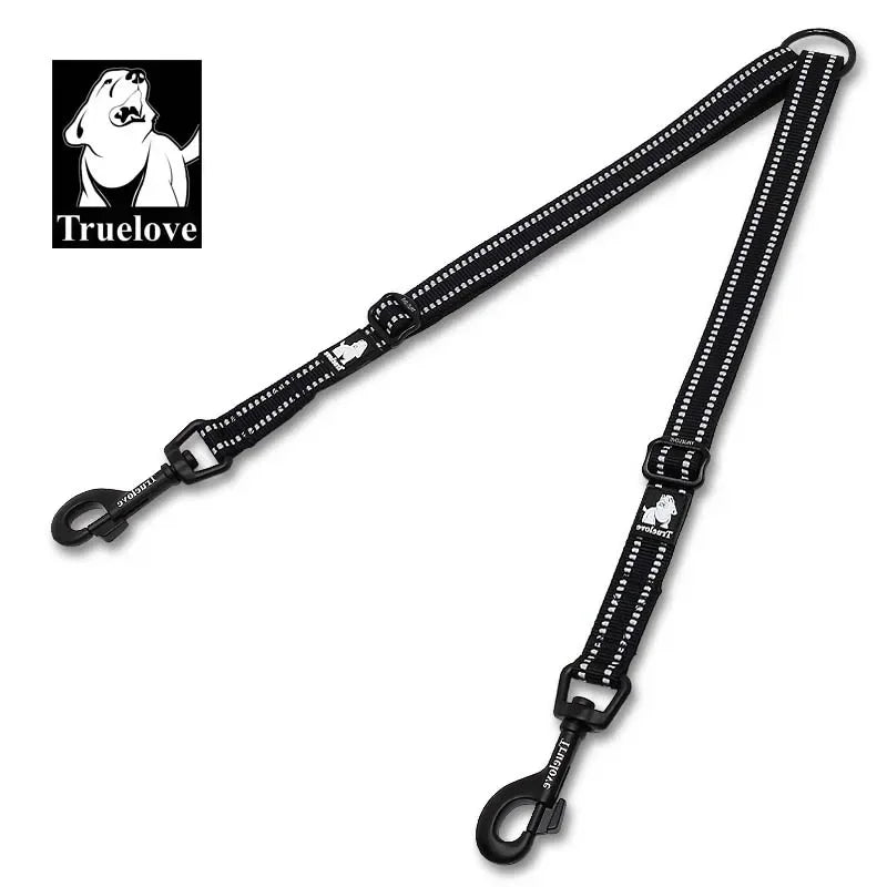 Truelove Reflective Nylon Double Dog Leash For Two Dogs Coupler No Tangle Pet Leash For All breed Training Running Dropshipping - petguardiansupplies