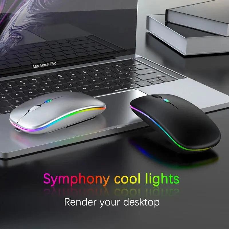 Wireless Mouse RGB Rechargeable Bluetooth Mice Wireless Computer Mause LED Backlit Ergonomic Gaming Mouse for Laptop PC 3600DPI - petguardiansupplies