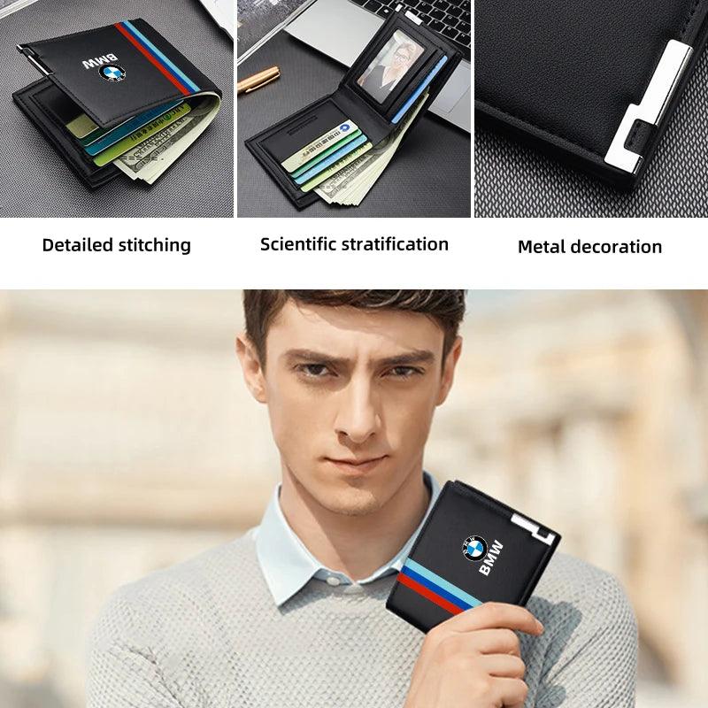 Men Leather Wallet Slim License Bank Card Storage Purse Car Accessories For BMW E46 E90 E60 F10 E39 F30 E36 F20 E87 E70 E30 G30 - petguardiansupplies