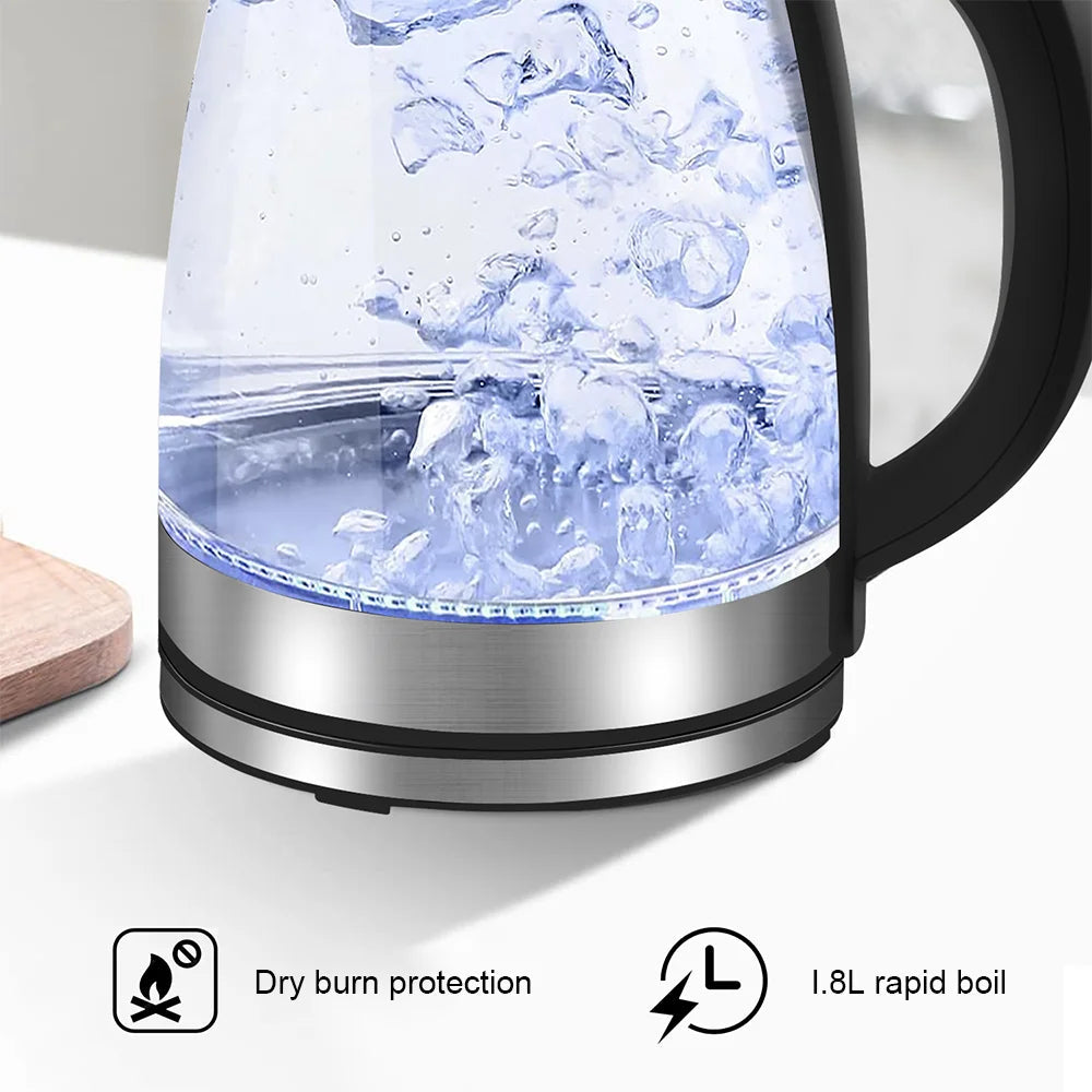 220V 1.8L Electric Kettle Glass Tea Kettle 1500-1800W Water Boiler Home Kitchen water heater,Dry Boiling Protection - petguardiansupplies