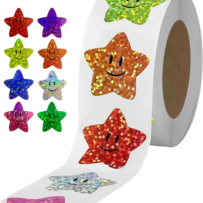 100-500PCS New Stars Stickers Thank You Stickers Photocard Decor for Kids Children Packaging Pack Stickers Roll Rolling Lables - petguardiansupplies