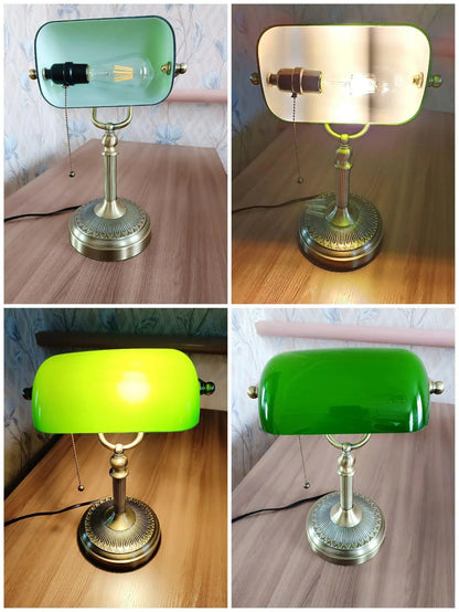 Desk lamp Table Light glass banker‘s lamp zipper switch for bedroom home stuy restaurant library office light night lamp - petguardiansupplies