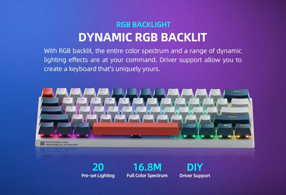 Machenike K500-B61 Mini Mechanical Keybaord 60% Form Factor 61Keys Gaming Keybaord Wired Full Key Hot-Swappable RGB Backlit - petguardiansupplies