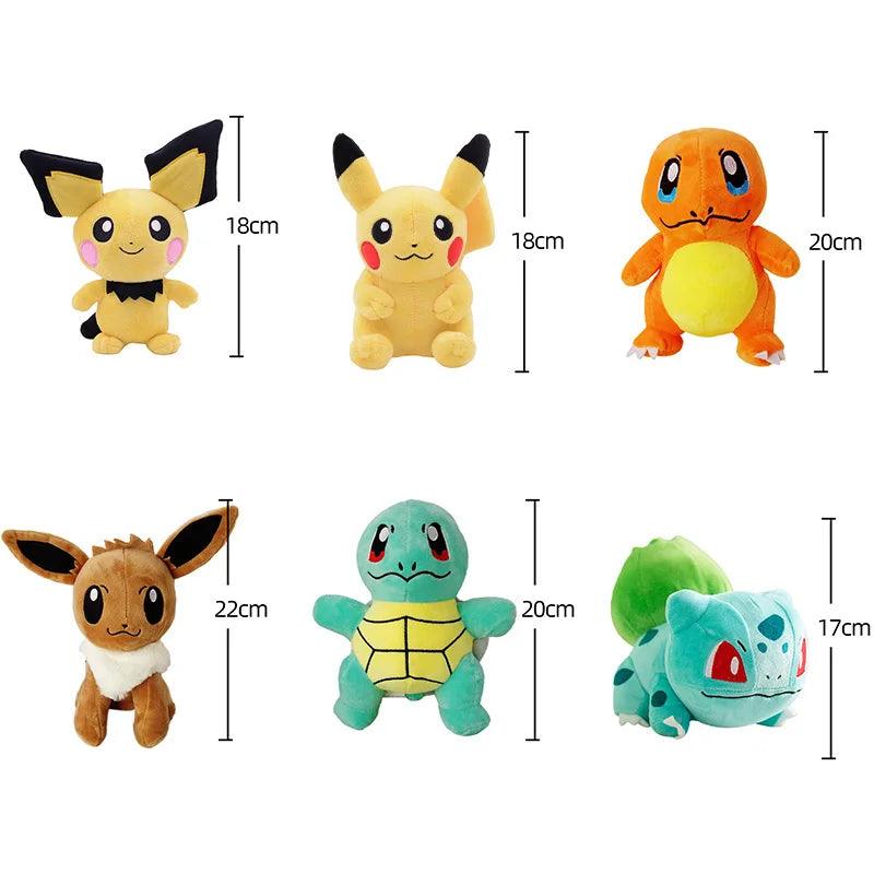 Pokemon Pikachu Pichu Charmander Bulbasaur Squirtle Psyduck Eevee Plush Soft Stuffed Animals Peluche Plushie Toy Small Doll 20 - petguardiansupplies