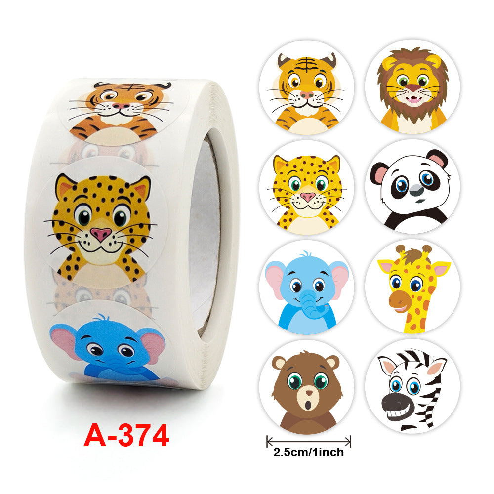 100-500 Pcs 1inch 2.5cm Sea Animal Stickers Roll Children's Toys Praise Reward Student Work Label Stationery Gift Sticker - petguardiansupplies