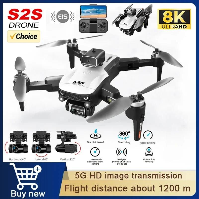 2024 New S2S RC Drone 8K HD Professional Dual Camera Brushless Motor Obstacle Avoidance Smart Aircraft Foldable Quadcopter Toys - petguardiansupplies