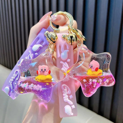 Kirby Keychain Cartoon Quicksand Bottle Bag Pendant Children Key Chain Accessories Anime Girl Car Bag Decoration SchoolBag Gift - petguardiansupplies