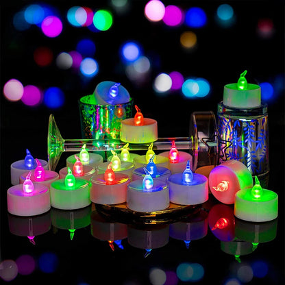 12 X LED Colour Changing Flickering Mood Tea Lights Flameless Battery Operated - petguardiansupplies