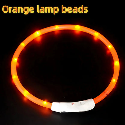 40/50/70cm Led Dog Collar USB Rechargeable Pet Dog Night Luminous Charge Collar Glowing Necklace Collar Safety Night Light - petguardiansupplies