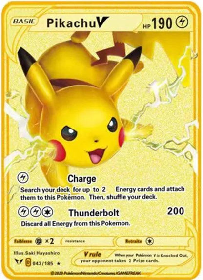 Pokemon English Metal Card Anime Pikachu Charizard Mewtwo Blastoise Vmax Shiny Letters Game Collection Card Kids Toy Gifts - petguardiansupplies