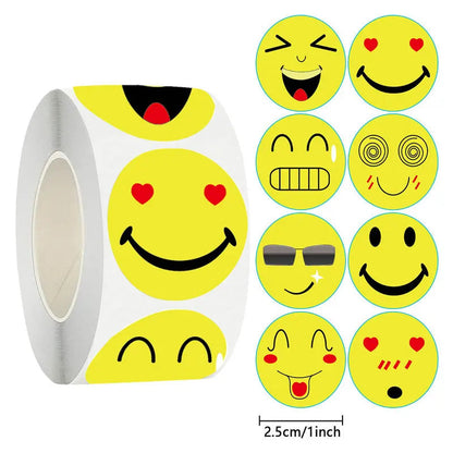 Hot Face Stickers Reward Cartoon Self-adhesive Teachers  Children Thanks Round Fluorescent Color Spot Goods Happyness incentive - petguardiansupplies