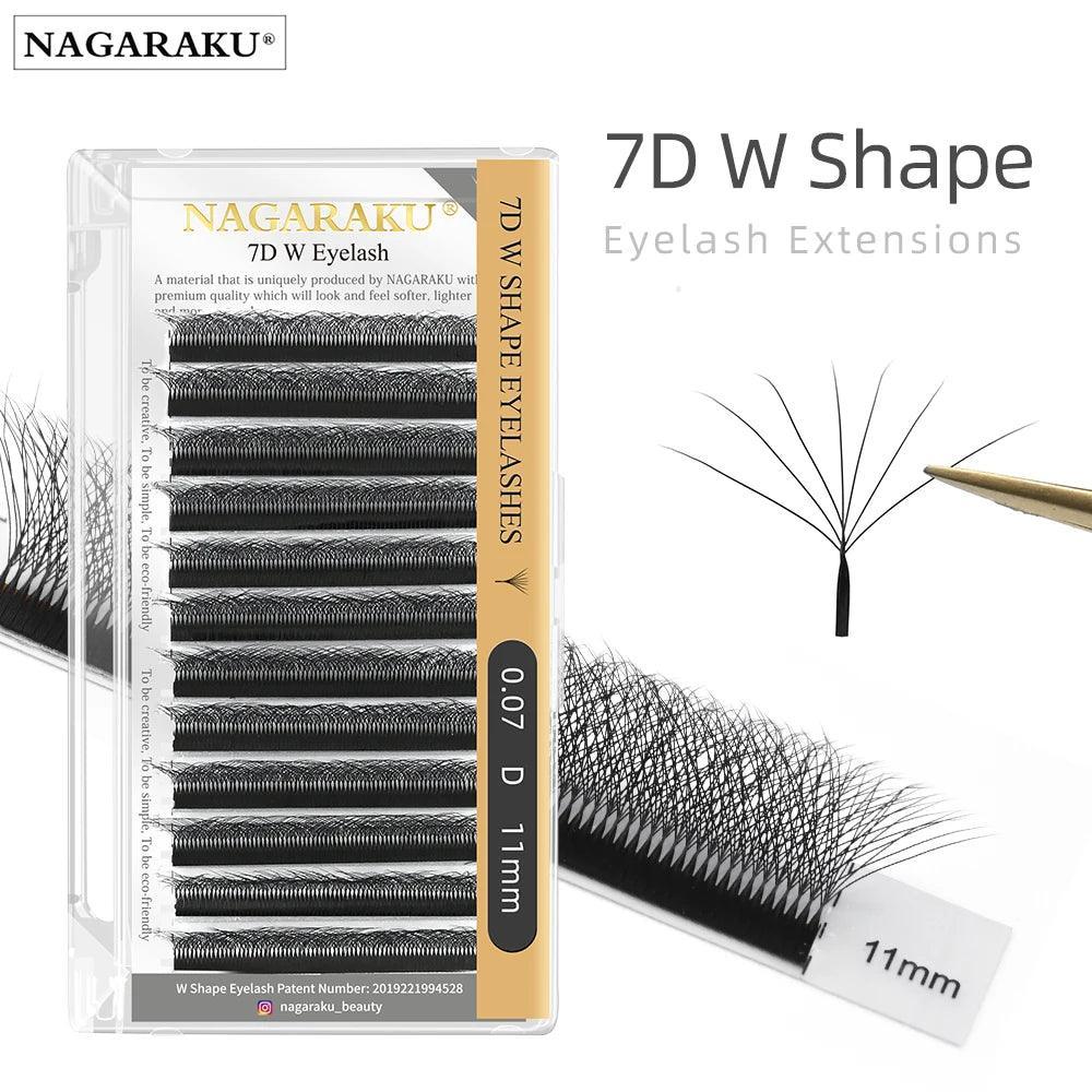 NAGARAKU 7D W Shape Premade Flower Eyelash Extensions Natural Soft Light Lashes Full Dense Seven Leaves - petguardiansupplies