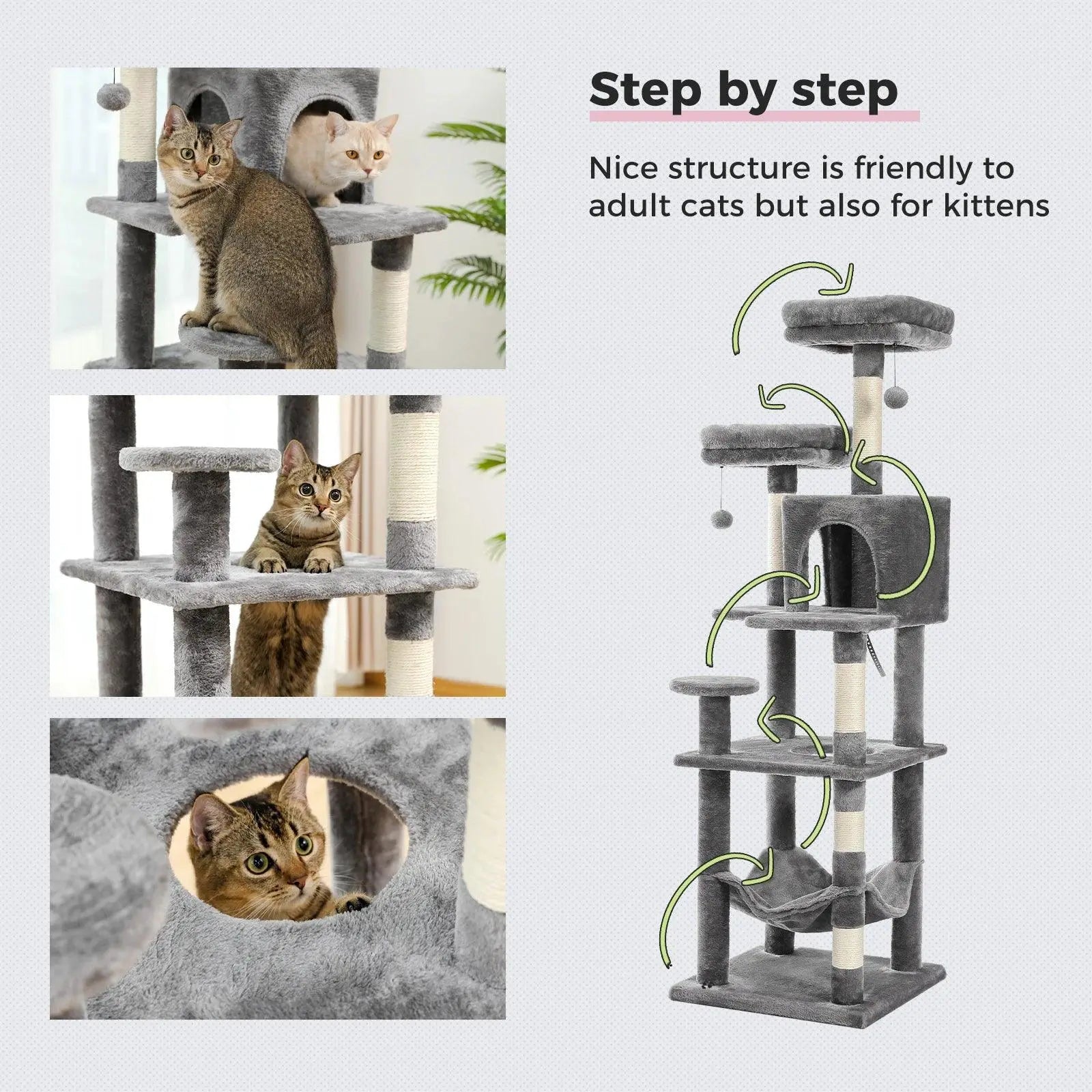 Domestic Delivery Multi-Level Cat Tree Tower Climb Furniture Scratching Post for Indoor House Pet Supplies Kitten Toy Cozy Condo - petguardiansupplies