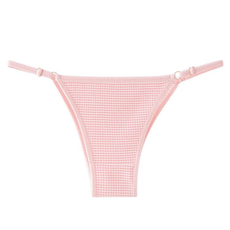 1pcs Cotton Women's Thongs Panties Sport Breathable Low Waist Underwear Lingerie Sexy Female Adjustable Buckle Stripe G-String - petguardiansupplies