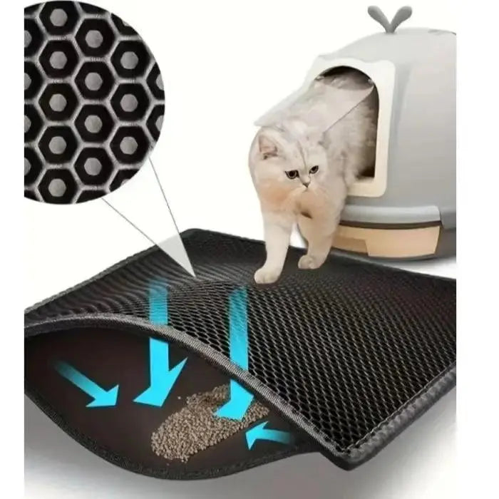 1pc, Cat Litter Mat, Cat Waterproof Litter Trapping Mat,Double Layer Filter Washable Non Slip Cat Mat For Cleaning, Pet Supplies - petguardiansupplies