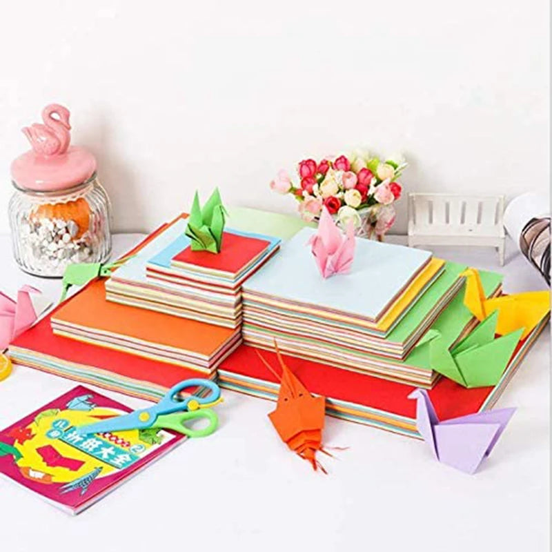 100pcs Origami Square Paper Double Sided Folding Lucky Wish Paper Crane Craft Paper DIY Arts Crafting Colorful Scrapbooking - petguardiansupplies