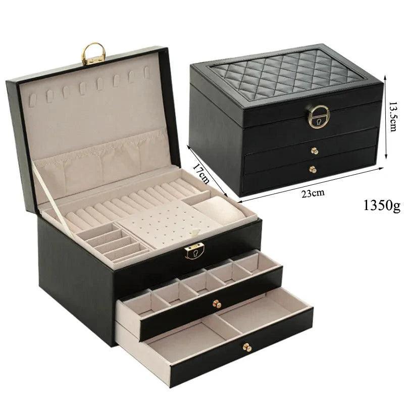 Size S/M/L Jewelry Organizer Display Travel Jewellery Case Boxes Travel Portable Jewelry Box PU Storage Organizer Earring Holder - petguardiansupplies