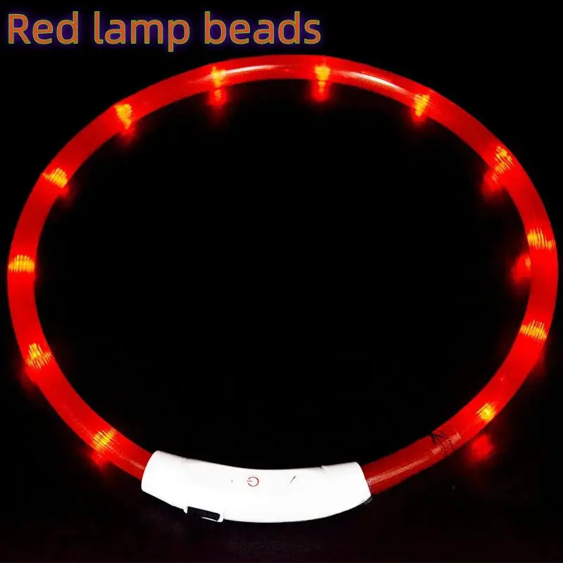 40/50/70cm Led Dog Collar USB Rechargeable Pet Dog Night Luminous Charge Collar Glowing Necklace Collar Safety Night Light - petguardiansupplies