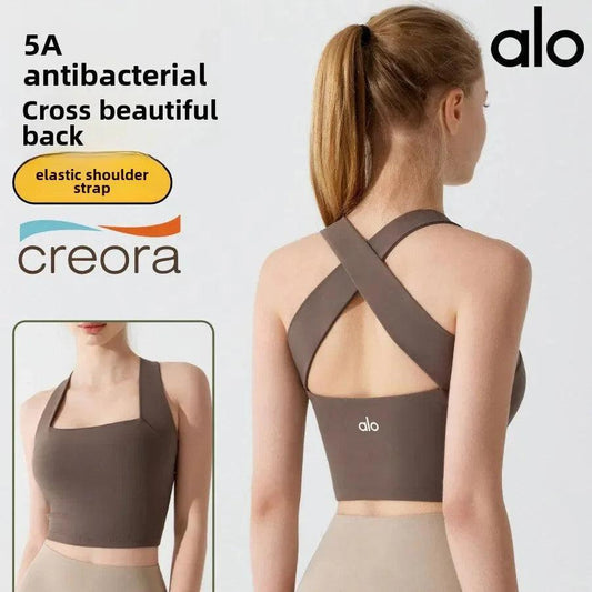 New High Strength Anti-shock Sports Bra Sexy Cross Back Yoga Vest Antibacterial Naked Feeling Comfortable Sports Underwear - petguardiansupplies