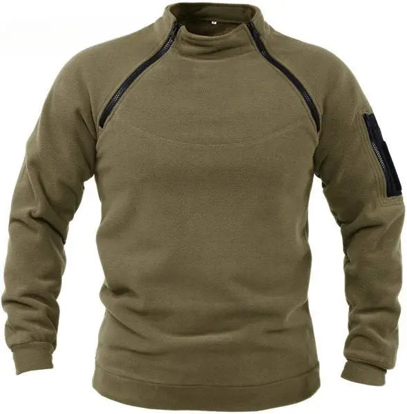 Mens Streetwear Military Sweatshirt Fleece Winter Zipper Pullover Fashion Men's Solid Color Loose Lamb Thick Jacket Men Clothing - petguardiansupplies