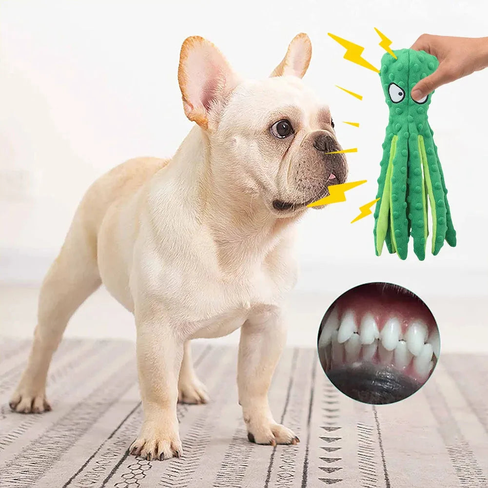 Squeaky Octopus Dog Toys Interactive Puppy Toy No Stuffing Plush Bite Toys Crinkle Paper Pet Plush Toys for Small Medium Dogs - petguardiansupplies