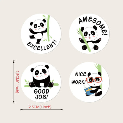 100-500Pcs 2.5cm Cute Animal Panda Label Stickers Roll for Envelope encourage Praise Reward Student Work Stationery Seal Lable - petguardiansupplies