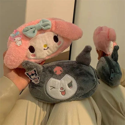 Sanrio Kuromi Melody Cinnamoroll Pencil Pouch Large Capacity Pen Case Cute Plush Cosmetic Bag Girls Student Supplies Stationery - petguardiansupplies