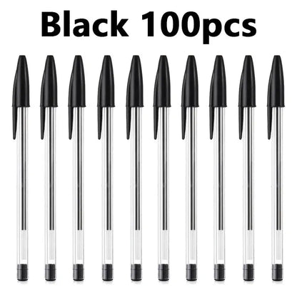 50/100Pcs Ballpoint Pens 1.0mm Blue Black Plastic Ball Point Pen Student Gift School Office Supplies Long Lasting Smooth Writing - petguardiansupplies