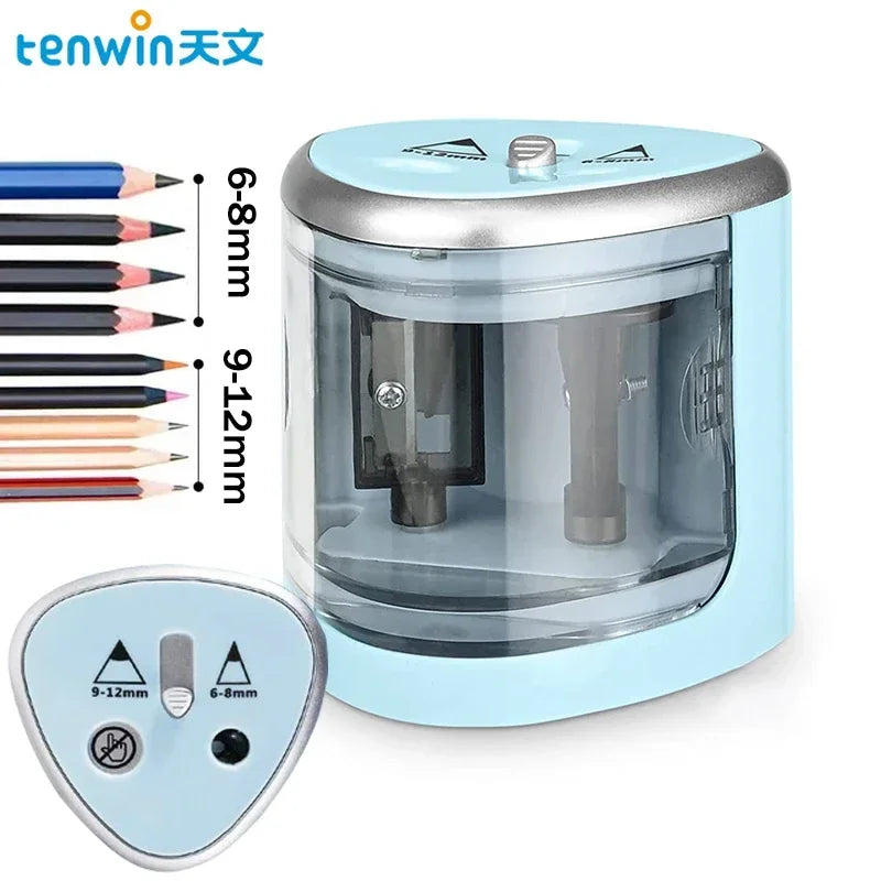 Tenwin New Two-hole Electric Automatic Pencil Sharpener Switch Pencil Sharpener Home Office School Supplies Stationery Art - petguardiansupplies