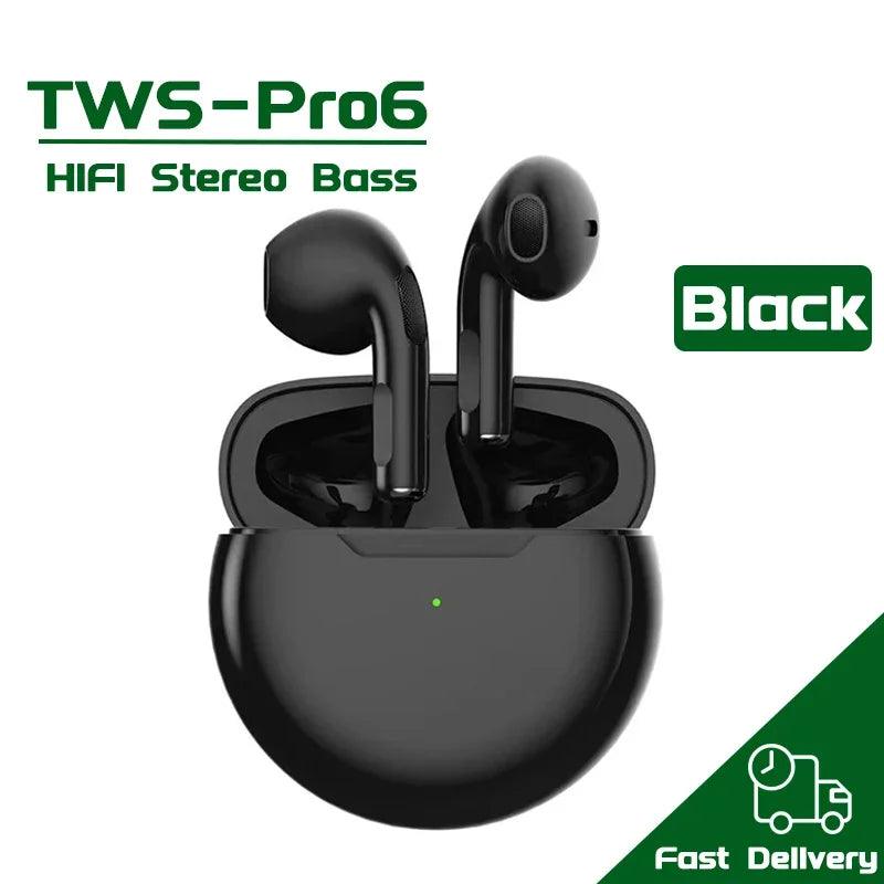 Air Pro 6 TWS Wireless Headphones with Mic Fone Bluetooth Earphones Sport Earbuds Pro6 J6 Headset for Apple iPhone Xiaomi Huawei - petguardiansupplies