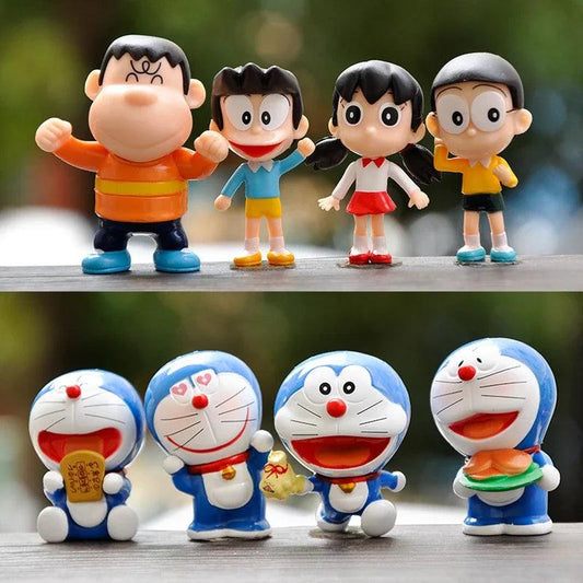 8pcs Doraemon Anime Character Nobita Shizuka Action Figure Hand-made Cake Decor Car Ornament Model Doll Toys Kids Birthday Gift - petguardiansupplies