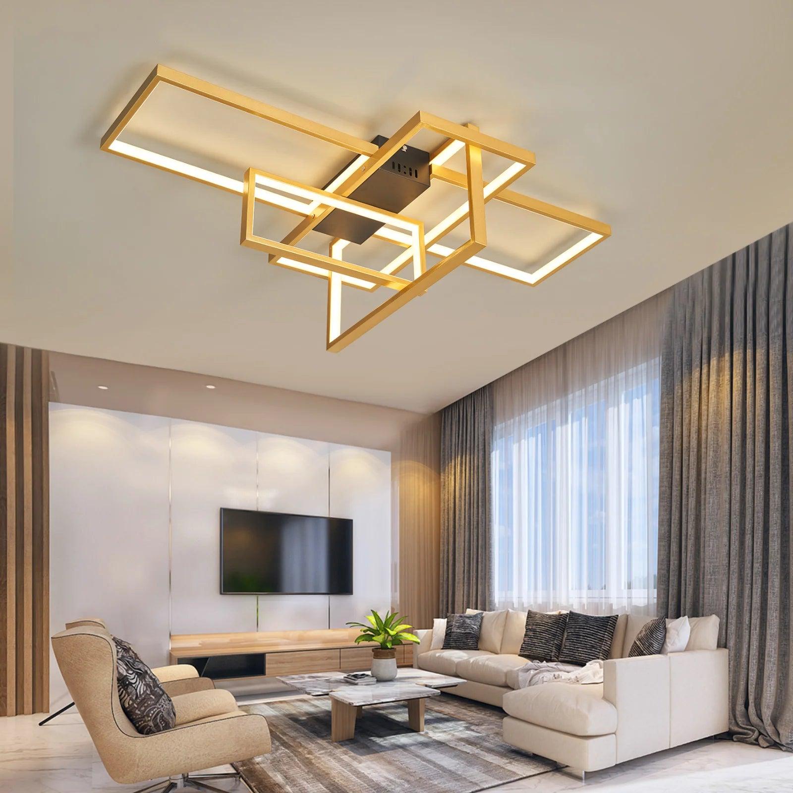 NEO Gleam Modern Led Ceiling Lihgts For Living Room Study room Bedroom Smart Home Alexa Ceiling Lamp fixtures Gold/Black Finish - petguardiansupplies