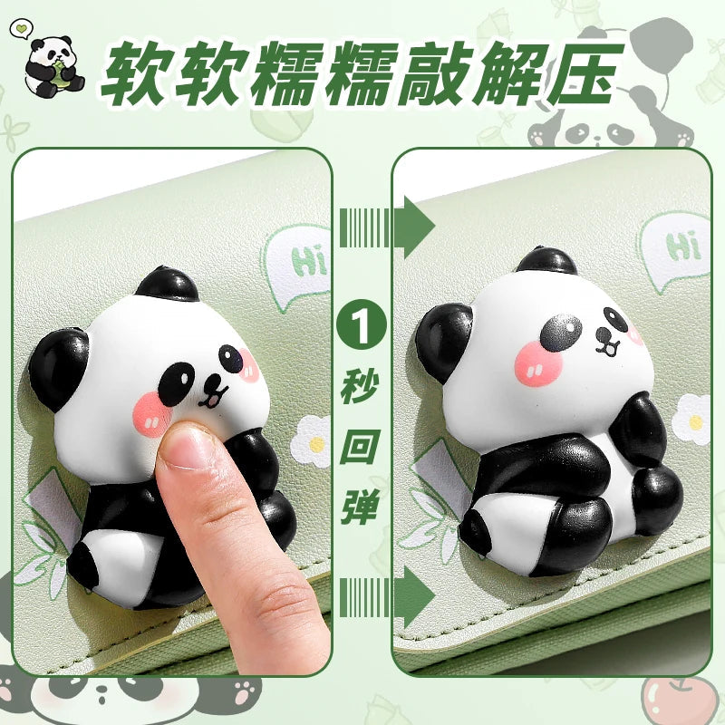 Green Panda Pencil Bag Large Capacity Stationery Pen Case Bear Dog Cat Handle Storage School Supplies Gift Box PU Ruler Holder A - petguardiansupplies