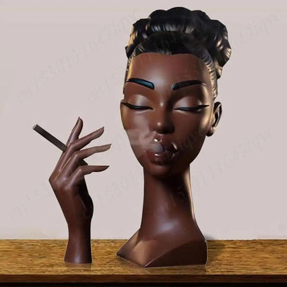 Headscents-Head Incense Burner Black Women Face Incense Holder Handmade Incense Stick Holder Statue for Home Bedroom Office - petguardiansupplies