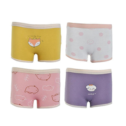 4PCS Girls Cotton Panties Summer Kid Thin Breathable Cartoon Briefs Young Children Underwears Toddler Antibacterial Knickers - petguardiansupplies