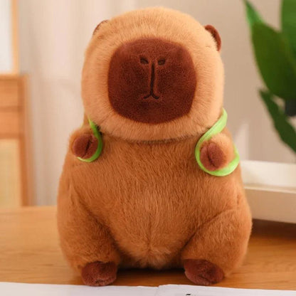 Cute Capybara Plush Toy Kawaii Fluffy Capibara With Turtle Bag Strawberry Cap Stuffed Animals Kids Birthday Gift Home Decoration - petguardiansupplies