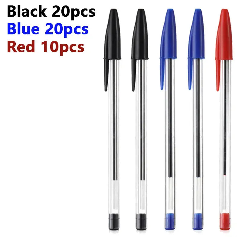 50/100Pcs Ballpoint Pens 1.0mm Blue Black Plastic Ball Point Pen Student Gift School Office Supplies Long Lasting Smooth Writing - petguardiansupplies