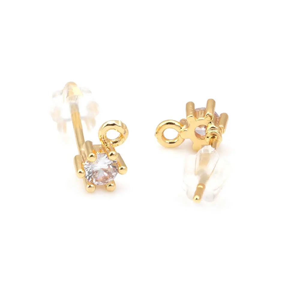 Star Round Rectangle 18K Gold Color Brass and Zircon Stud Earrings Pins Earring Jewelry Making Supplies Diy Findings Accessories - petguardiansupplies