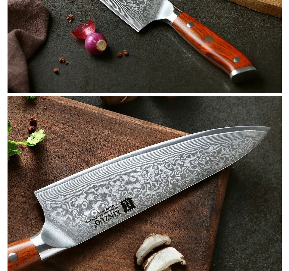 XINZUO 8.5 Inch Chef Knives High Carbon Chinese VG10 67 Layer Damascus Kitchen Knife Stainless Steel Gyuto Knife Rosewood Handle - petguardiansupplies